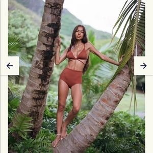 Follow Suit Cognac Mimi two piece top and bottom bikini M NWT $250 retail